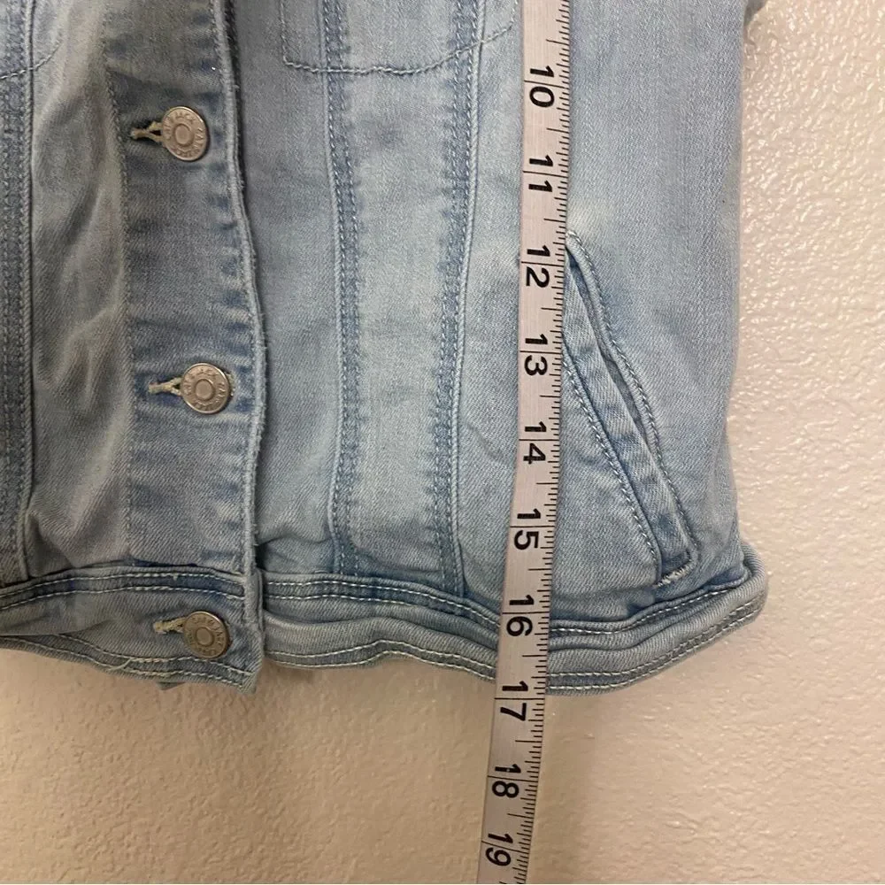 Cat & Jack Jean Vest light wash stretchy button snap L 10/12 - Picture 6 of 7